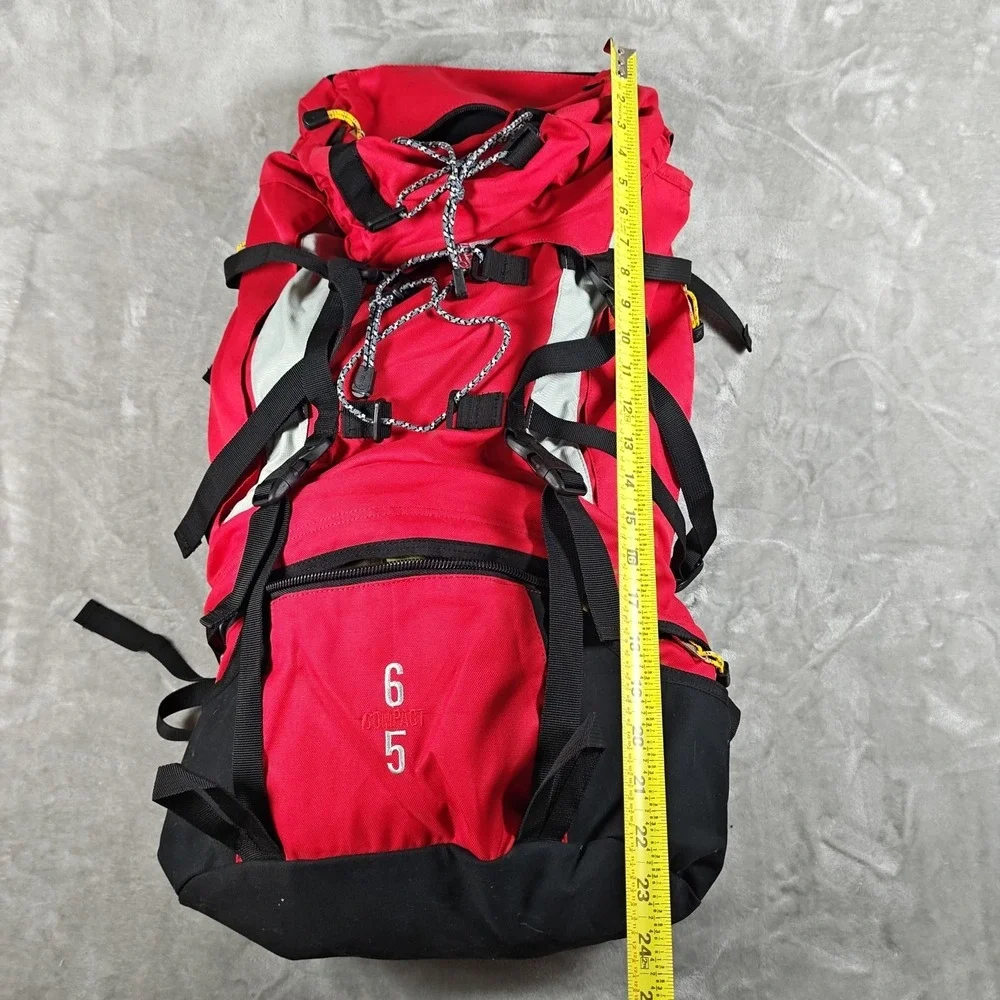 Vintage The North Face Backpack Compact 65 Red Black Padded Hiking Bag Hip Belt